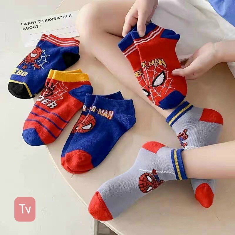 Set 5 đôi tất mẫu siêu nhân cho bé từ 1-12 tuổi