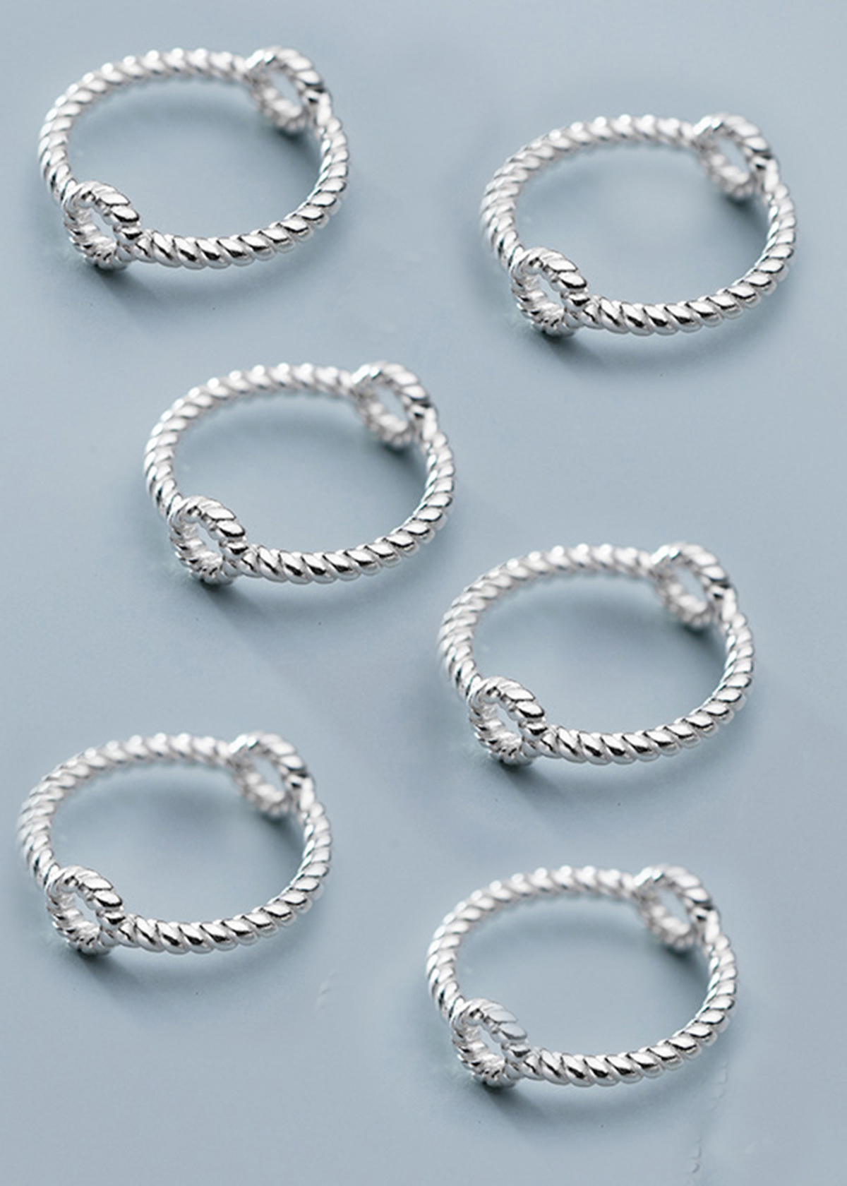Combo 6 cái charm bạc tròn xoắn lồng hạt xỏ ngang - Ngọc Quý Gemstones