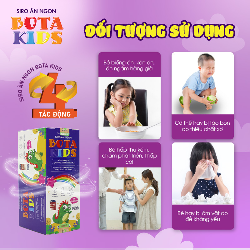 Siro Ăn Ngon Bota Kids - Giúp Bé Hết Biếng Ăn, Tăng Cân Tốt, Tiêu Hoá Khỏe, Tăng Đề Kháng Hộp 30 gói