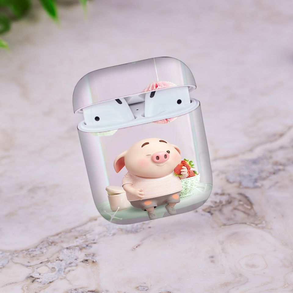 Miếng dán skin chống bẩn cho tai nghe AirPods in hình Heo con dễ thương - HEO2k19 - 040 (bản không dây 1 và 2)