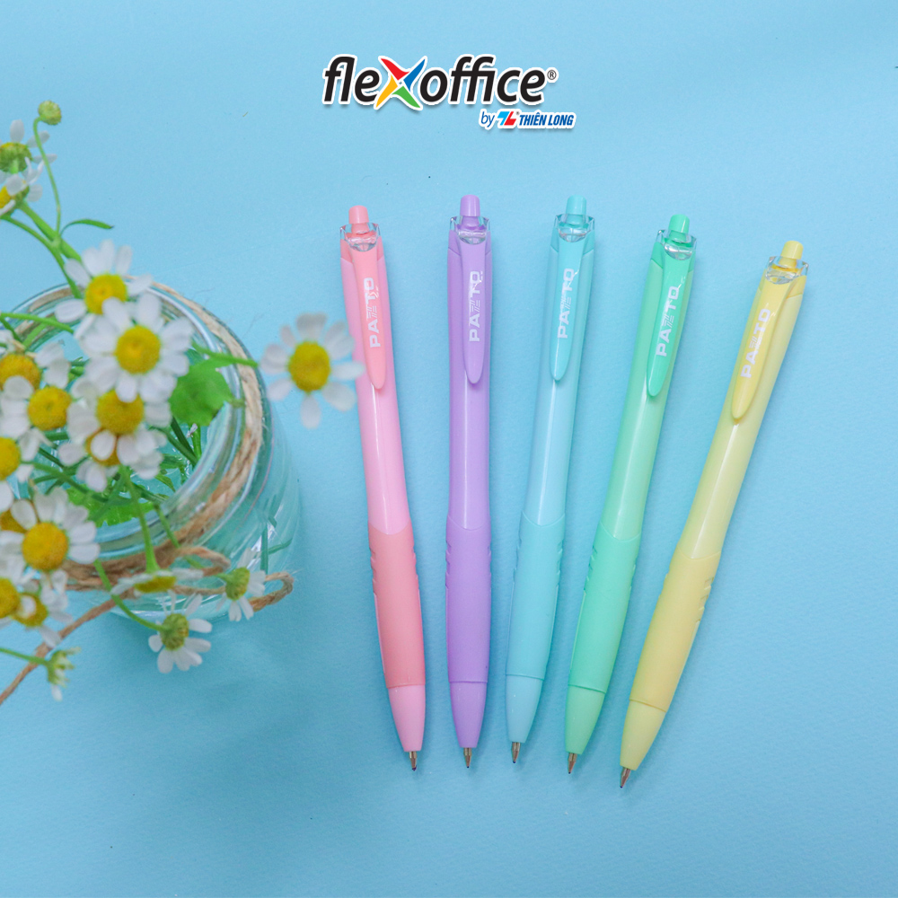 Bút gel B màu Pastel Thiên Long Flexoffice Pazto FO-GELB039/VN - Mực xanh (5 cây)