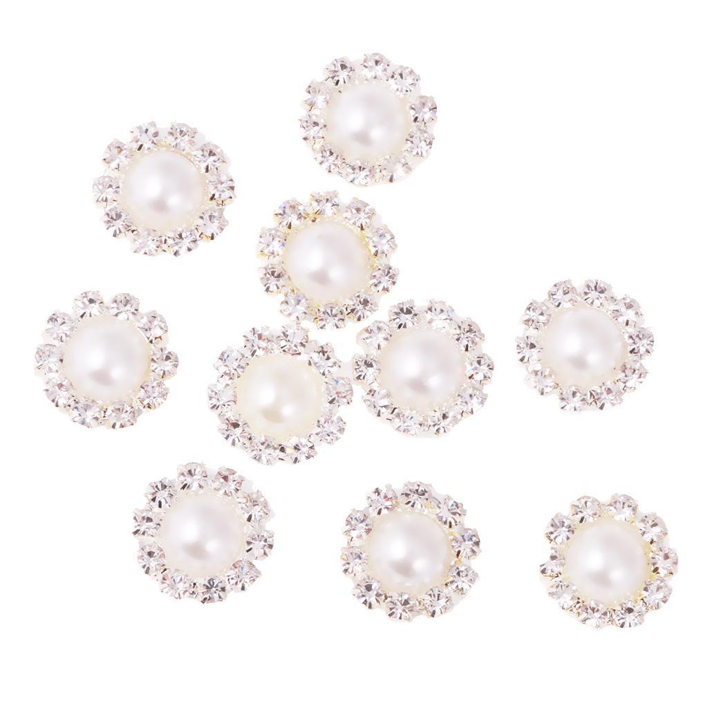 4-20pack 10 Pieces Crystal Pearl Flatback Buttons Scrapbooking Embellishment