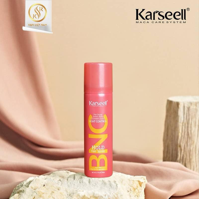 Gôm xịt bóng tóc giữ nếp cứng vừa Karseell BNC Light Control Styling Hold Đỏ Mini 80ml