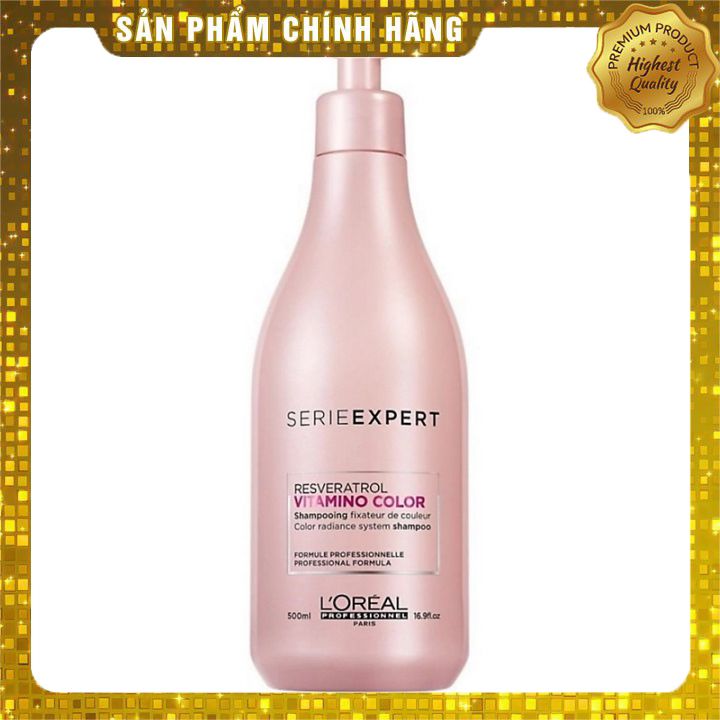 Dầu gội phục hồi và giữ màu tóc nhuộm L'oreal Serie Expert Resveratrol Vitamino color radiance shampoo 500ml