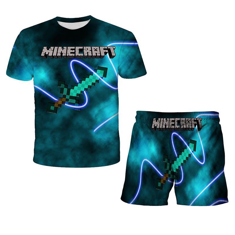 Mới Của Tôi Thế Giới Quần Áo Trẻ Em Bé Trai Áo Thun Bộ Thun Bé Gái Bộ 3D In Hoạt Hình Trò Chơi Hoạt Hình Quần Áo