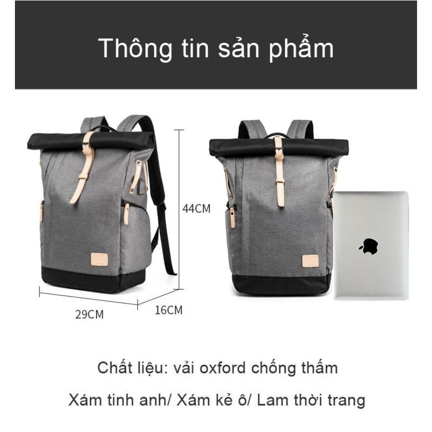 Balo nam vải oxford dung lượng lớn (Xám Đen) - Home and Garden