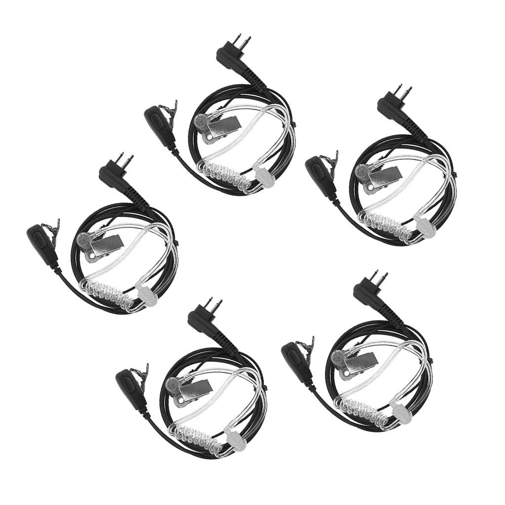 5pcs 2-PIN PTT Mic Covert Acoustic Tube Earpiece Headset For Two Way Radio