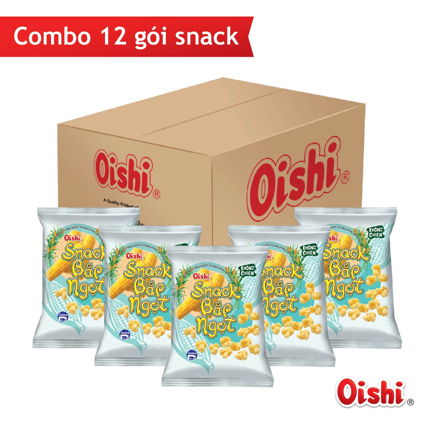 Combo 12 gói Oishi Snack Bắp Ngọt (75g/gói)