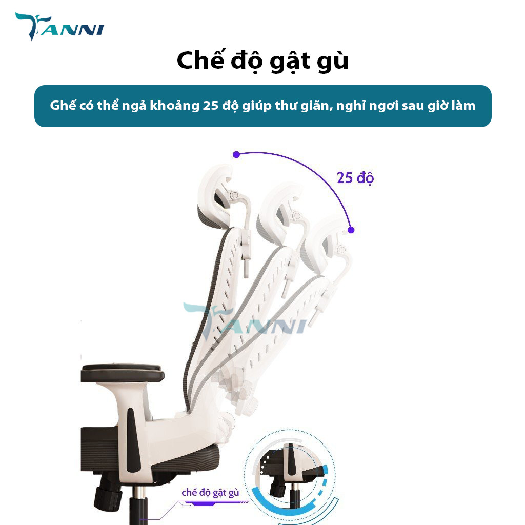 Ghế Văn Phòng Công Thái Học Ergonomic Thiết Kế Chống Gù Có Ngả Lưng Premium 05 , Ghế Xoay Văn Phòng Làm Việc Cao Cấp Nhập Khẩu