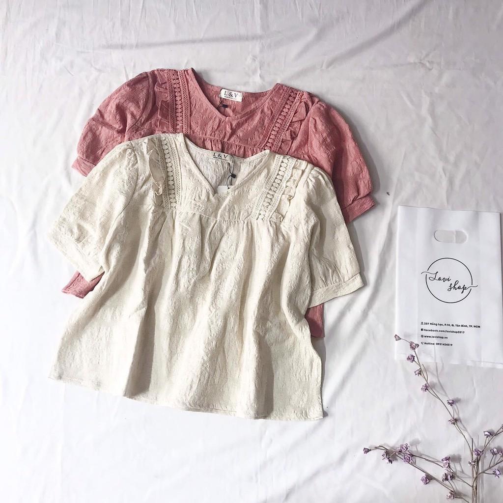 Áo xô thêu babydoll Lovi Áo thêu Babidon dễ thương