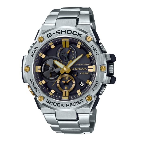 Đồng Hồ Nam Dây Thép Casio G-Shock GST-B100D-1A9 Chính Hãng - Bluetooth - Năng lượng mặt trời