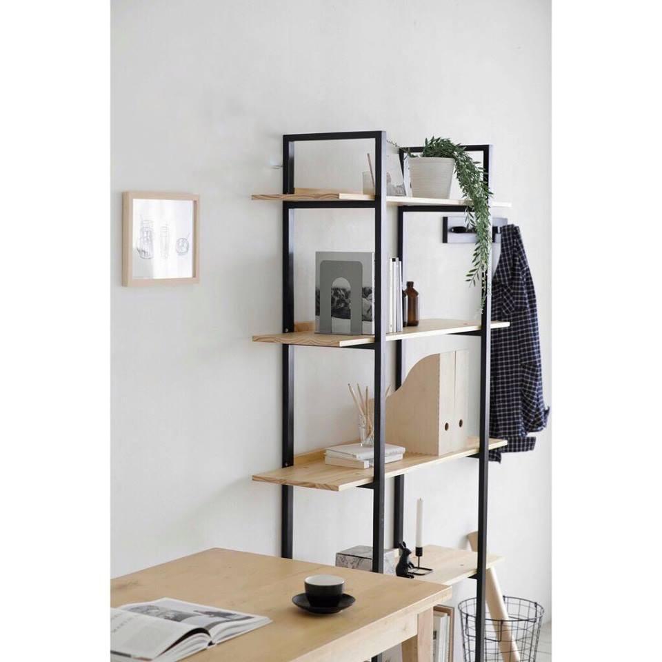 KỆ SÁCH 5 TẦNG KIỂU HÀN QUỐC B BOOKSHELF - MÀU ĐEN PHỐI GỖ