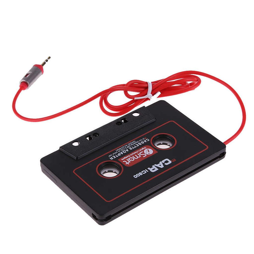 BLACK IN CAR CASSETTE TAPE ADAPTER CD PLAYER 3.5MM STEREO MUSIC AUDIO