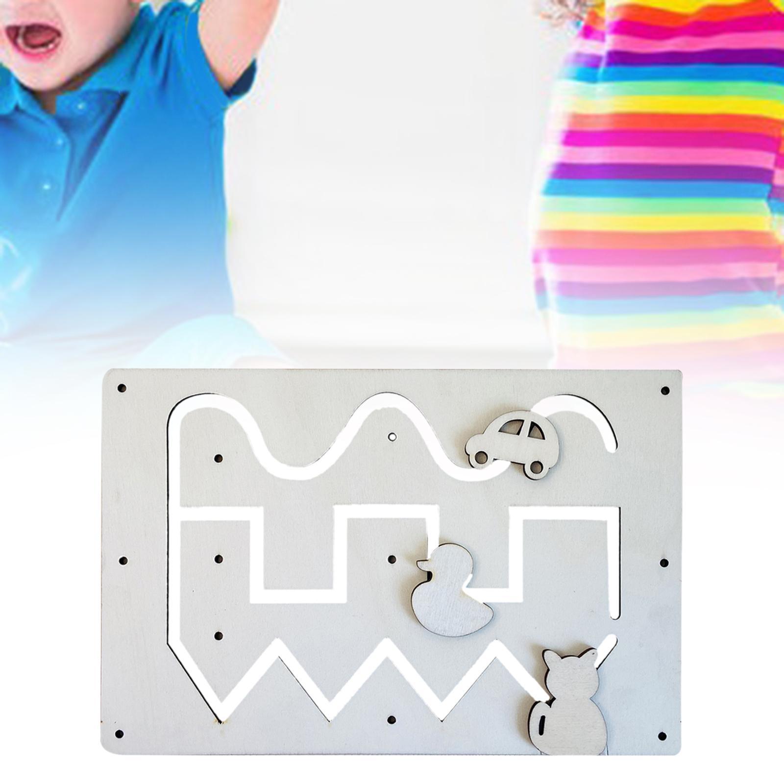 Early Educational Busy Board DIY Accessories Slide Track Puzzle Toys Indoor Play Game Motor Skill Gifts Wood for Toddler Girls Children Kids