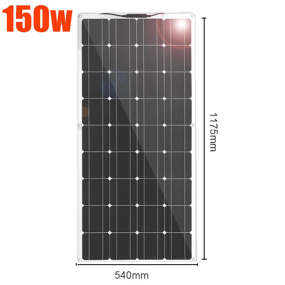 Bảng điều khiển năng lượng mặt trời 12 v linh hoạt 150w 120w 100w 80w hệ thống bảng quang điện cho ban công nhà xe thuyền sạc cắm trại không thấm nước Màu sắc: 160w DHL7-10Days