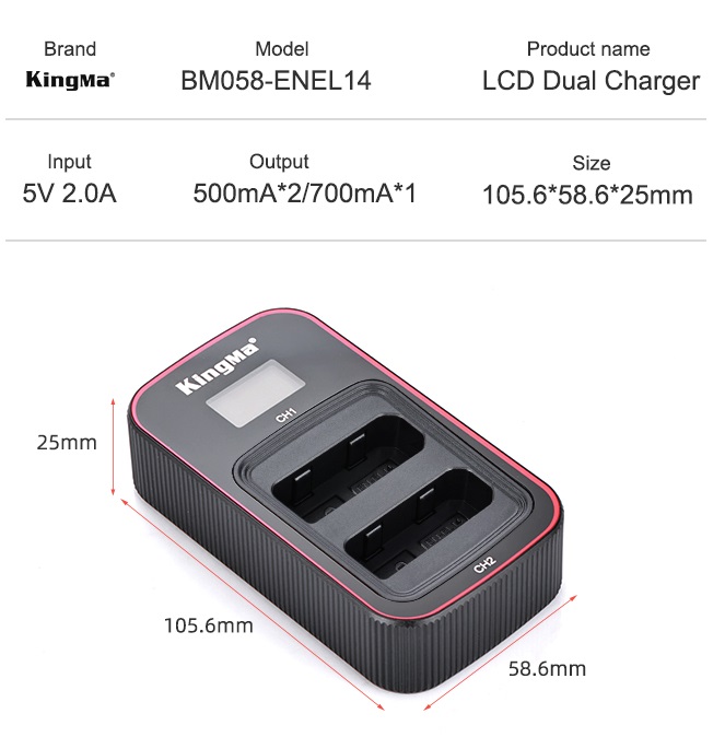 Pin sạc Ver 3 Kingma cho Nikon EN-EL14 , Hàng chính hãng