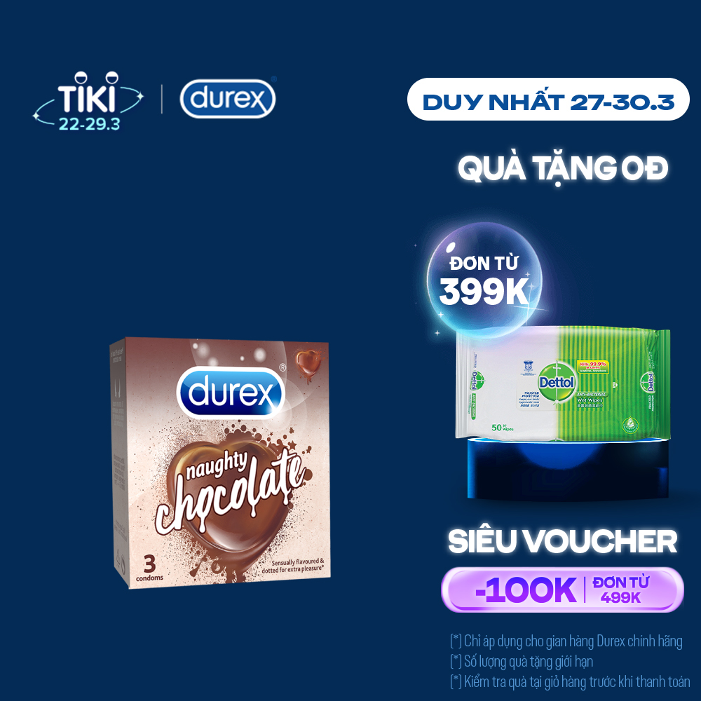 Bao cao su Durex Naughty Chocolate hộp 3 bao