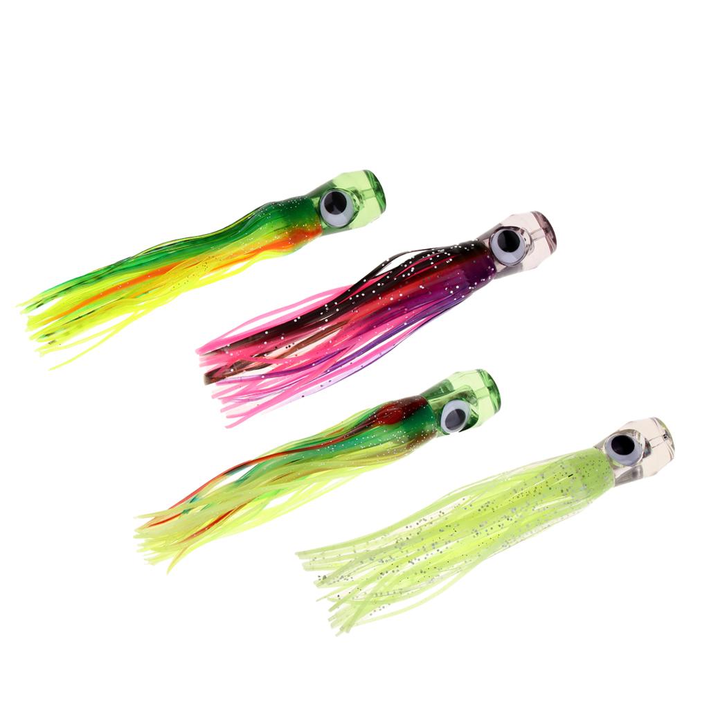 4x Soft Squid Fishing Lure Skirt Lure Trolling Lure Head Lures Fishing