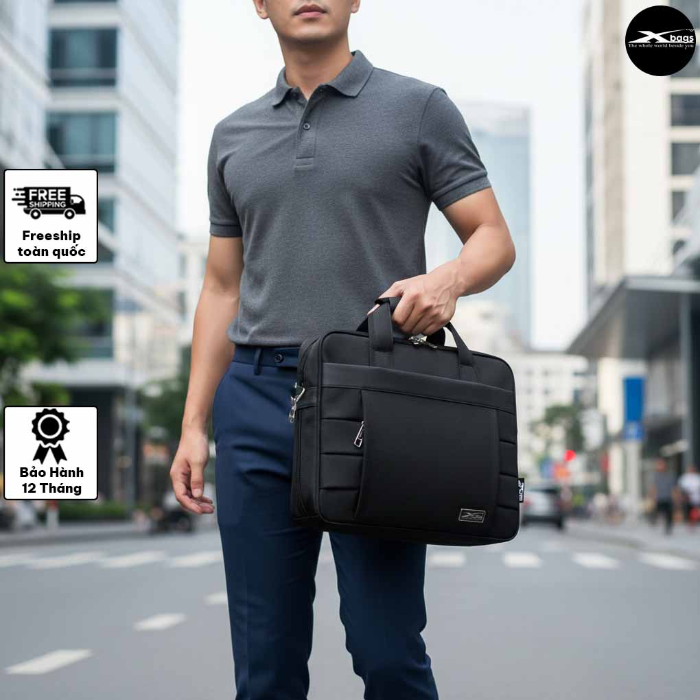 Cặp Doanh Nhân Xbags Expand Pro XB 4002 – Cặp Táp Laptop Cao Cấp, Chống Thấm, Thiết Kế Mở Rộng Tiện Lợi
