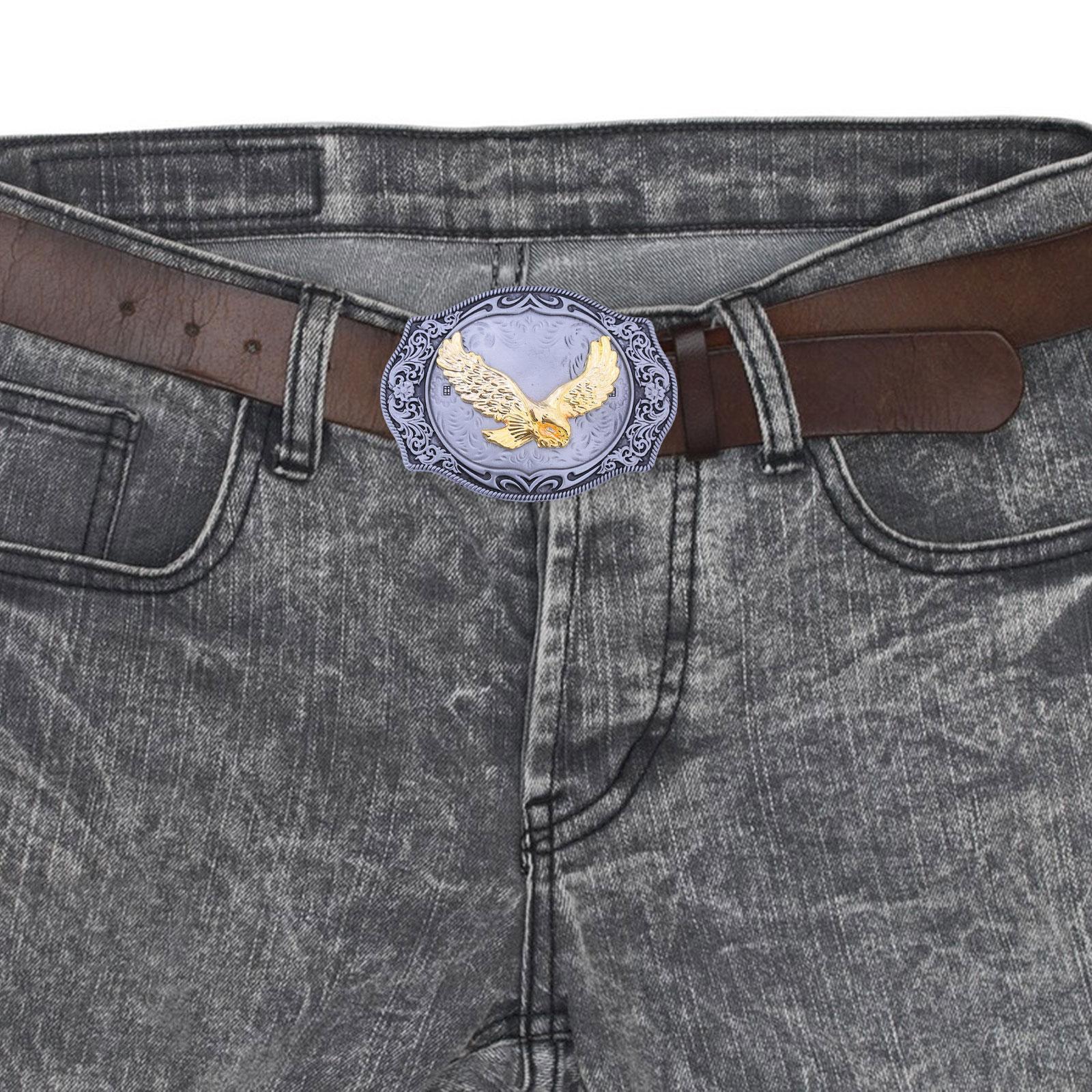 Western Belt Buckle, Leather Belt Buckle Alloy Buckle Engraved Belt Buckle Eagle Belt Buckle Belt Strap Buckle for Boys, Birthday, Cowboy, Party