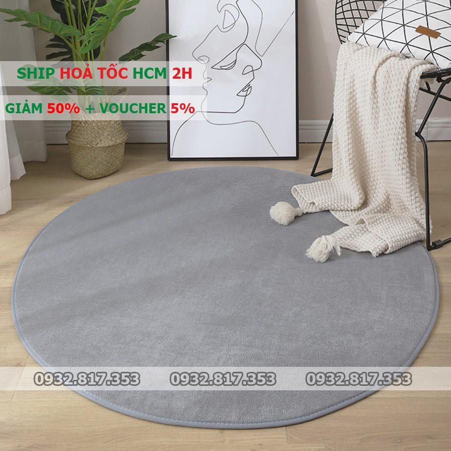 Thảm Nhung Tròn Cao Cấp | 80cm, 1m, 1m2 | Thảm Lông Tròn Trang Trí Có Đế Chống Trượt - Cam Kết Không Xổ Lông