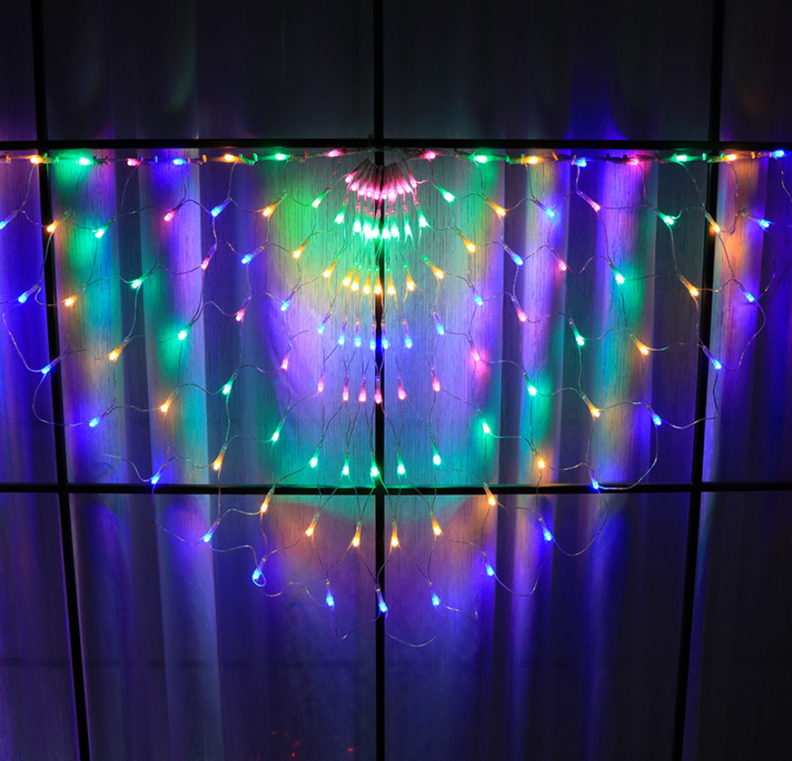 Dây đèn led rèm lưới đuôi công dây dài 3 mét gồm 420 bóng led chớp nháy nhiều màu trang trí nhà cửa, trang trí dịp lễ Noel