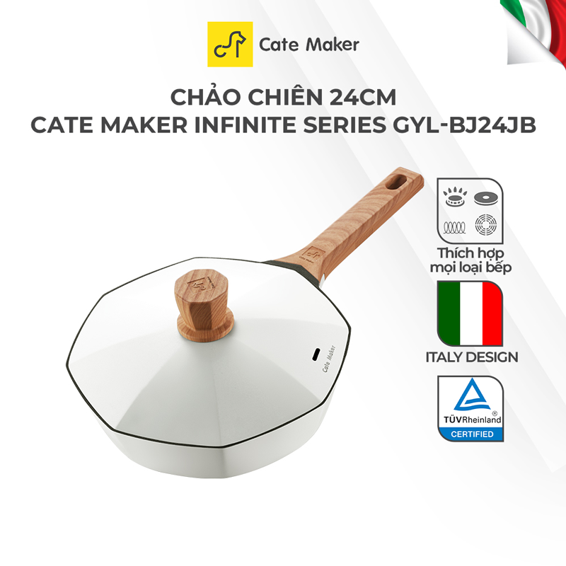 Chảo chống dính bát giác Cate-Maker INFINITE SERIES GYL-BJ24JB, thiết kế thông minh, dùng cho mọi loại bếp, size 24cm