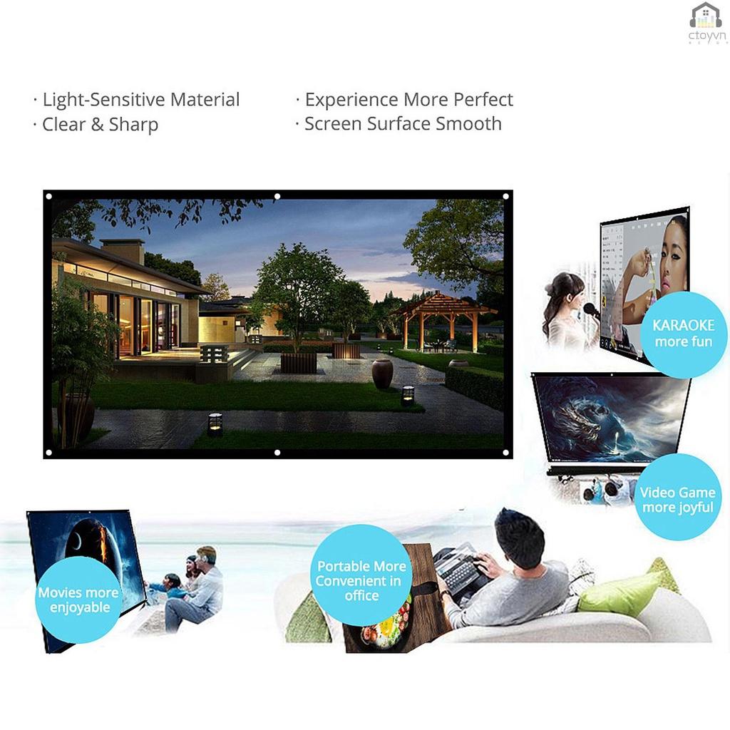 Màn hình máy chiếu màu trắng H100 100'' HD 16:9 100 Inch có thể gấp gọn tiện dụng
