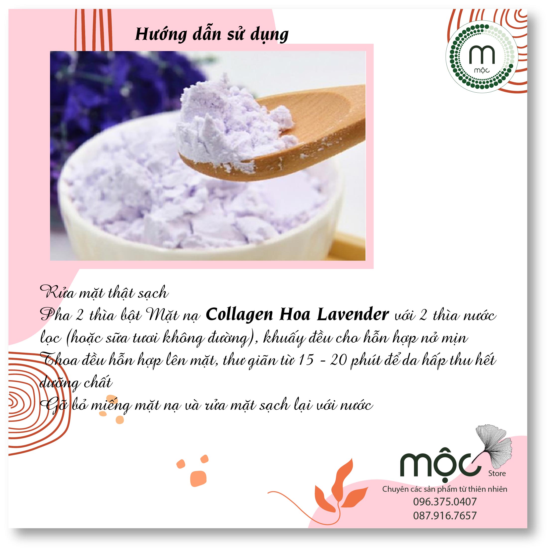 Bột Collagen Lavender đắp mặt nguyên chất từ thiên nhiên 100ml handmade