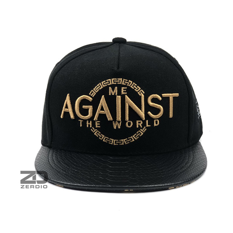 Mũ snapback hiphop, Nón nam đẹp Against màu đen lưỡi da cao cấp