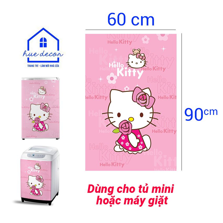 Decal Dán Hello Kitty  Siêu Dễ Thương Hue Decor Không Thấm Nước, Sẵn Keo, Dễ Dán, đủ kích thước cho tất cả các loại Tủ Lạnh - Máy Lạnh - Máy Giặt