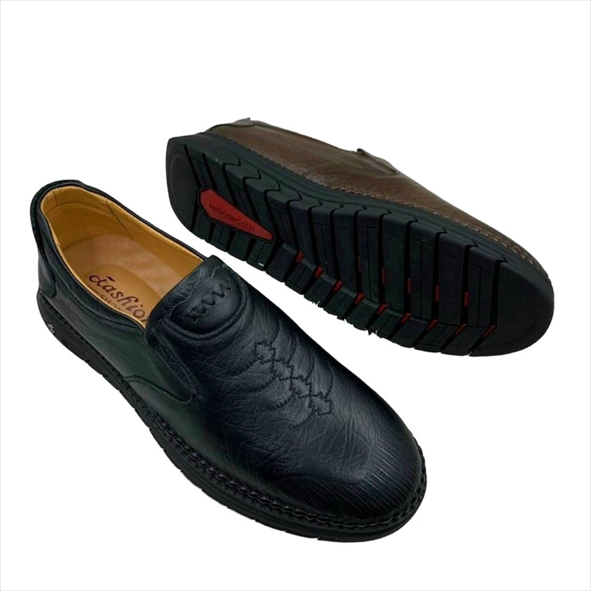 Giầy lười nam da bò 2 lớp cao cấp Tomshoes, đế cao su khâu chắc chắn