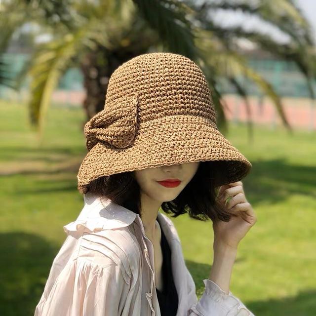 Mũ cói nơ thời trang nơ du lịch biển - Khăn turban