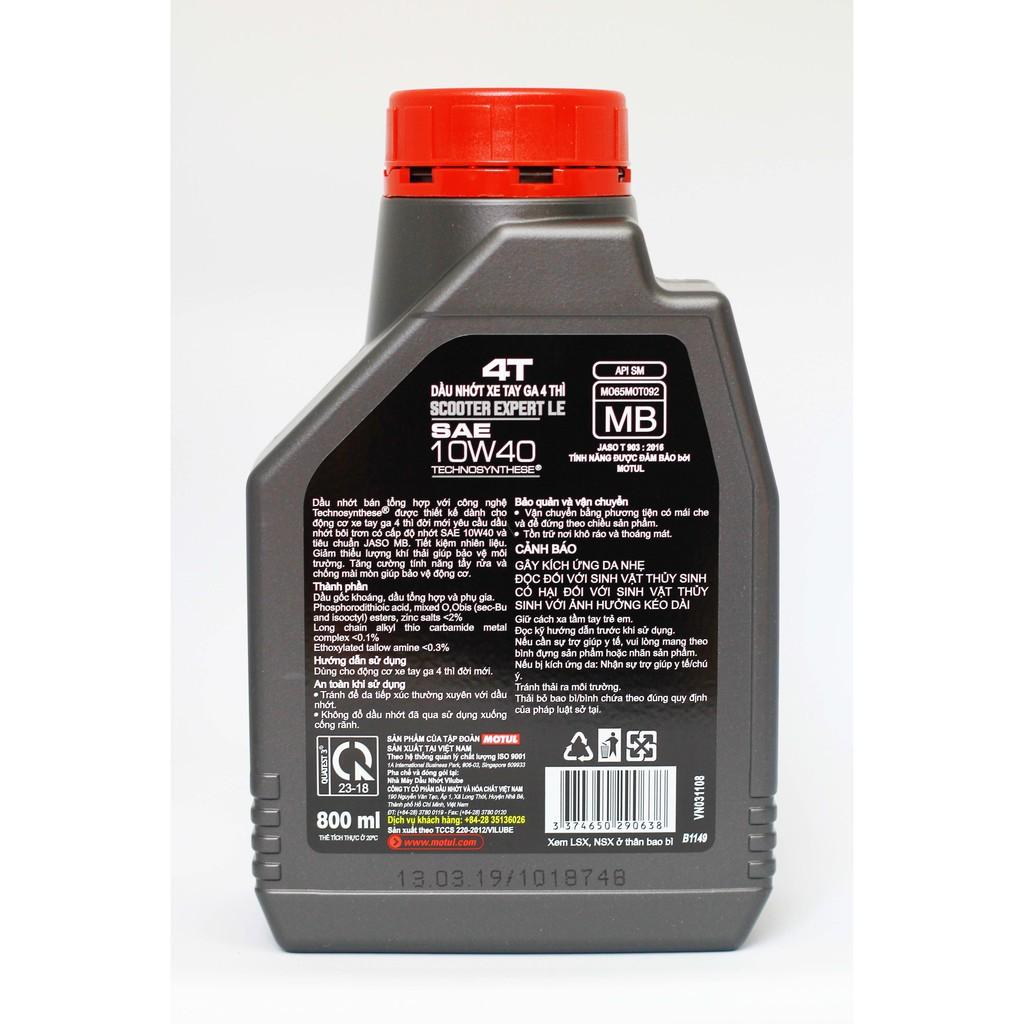 [Mẫu Mới] Motul Scooter 10W40 800ml tặng Motul Gear Oil 80W90 120ml nhớt hợp số nhớt máy xe tay ga