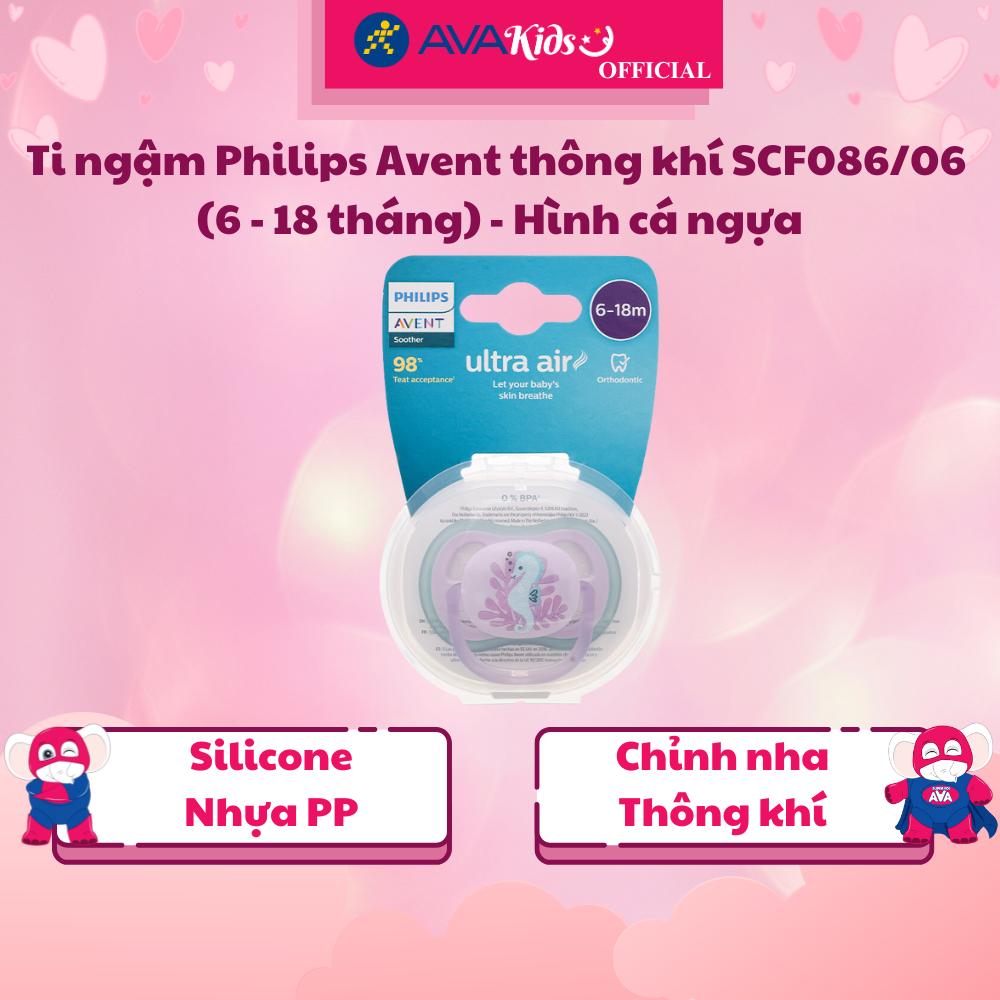 Ti ngậm Philips Avent thông khí SCF086/06 (6 - 18 tháng) - Hình cá ngựa - Hàng Chính Hãng