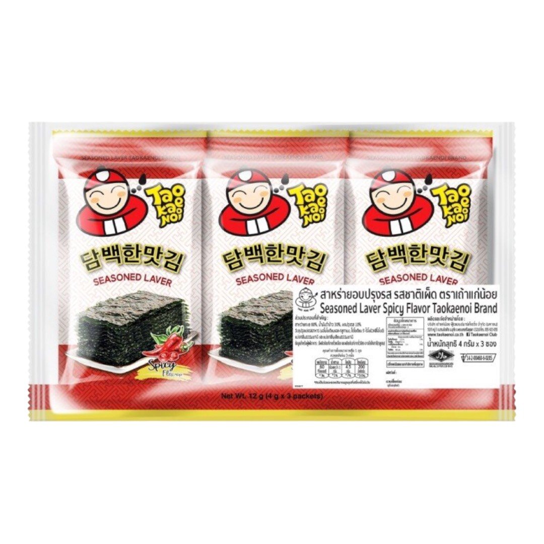 Lốc 3 Gói Rong Biển Taokaenoi Season Laver Vị Cay 4G