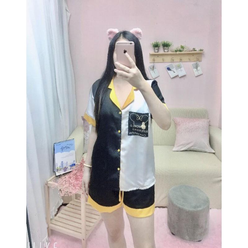 Đồ bộ pijama mặc nhà chất liệu satin cao cấp mềm mịn như lụa Quảng Châu, hàng thiết kế