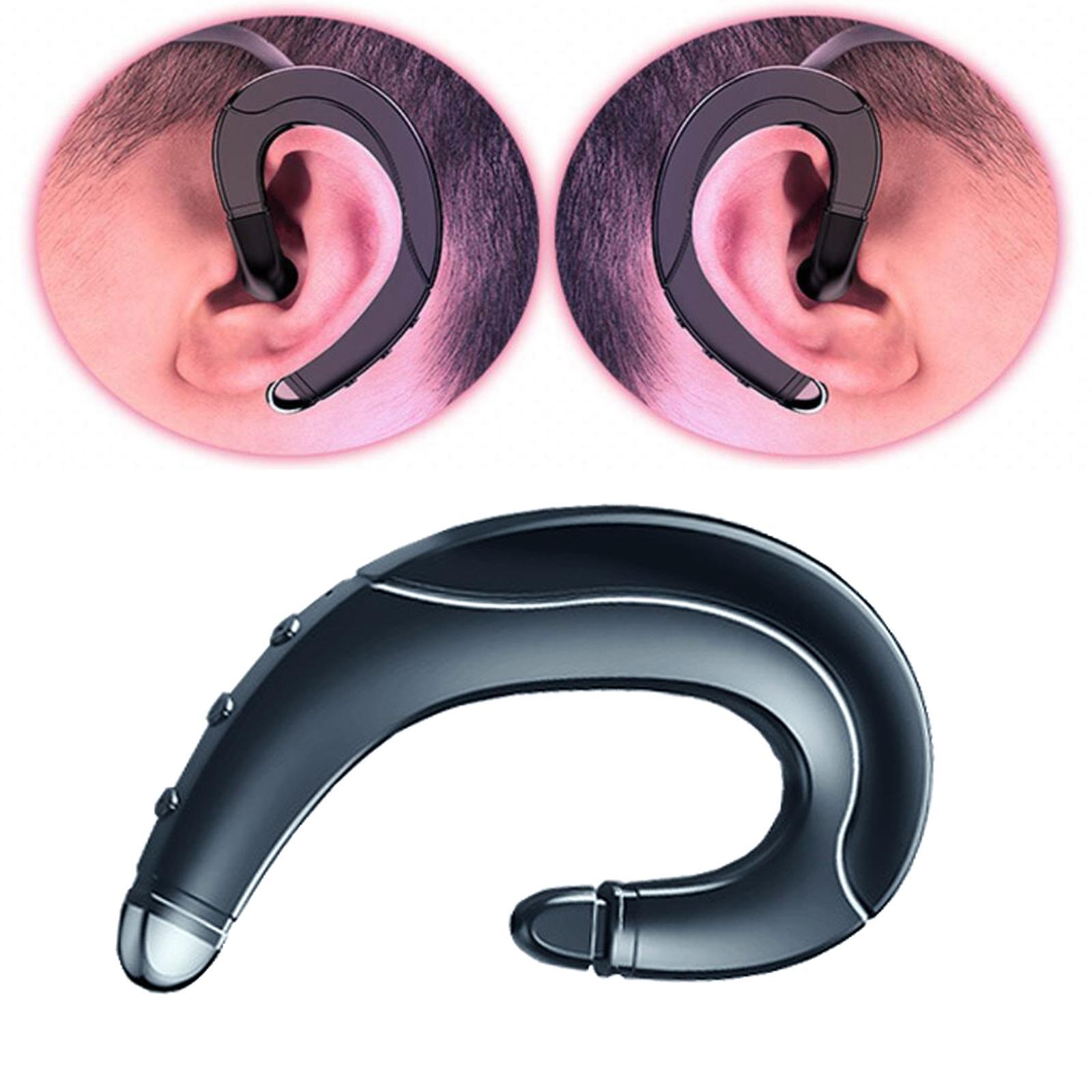 2xEar-hook Wireless Bluetooth Headphones Bone Conduction Sports Driving Earbud Blue