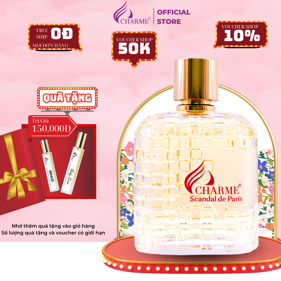 Nước hoa nữ sang trọng, Charme Scandal De Paris, quyến rũ, sang trọng, lưu hương nồng nàn, 100ml