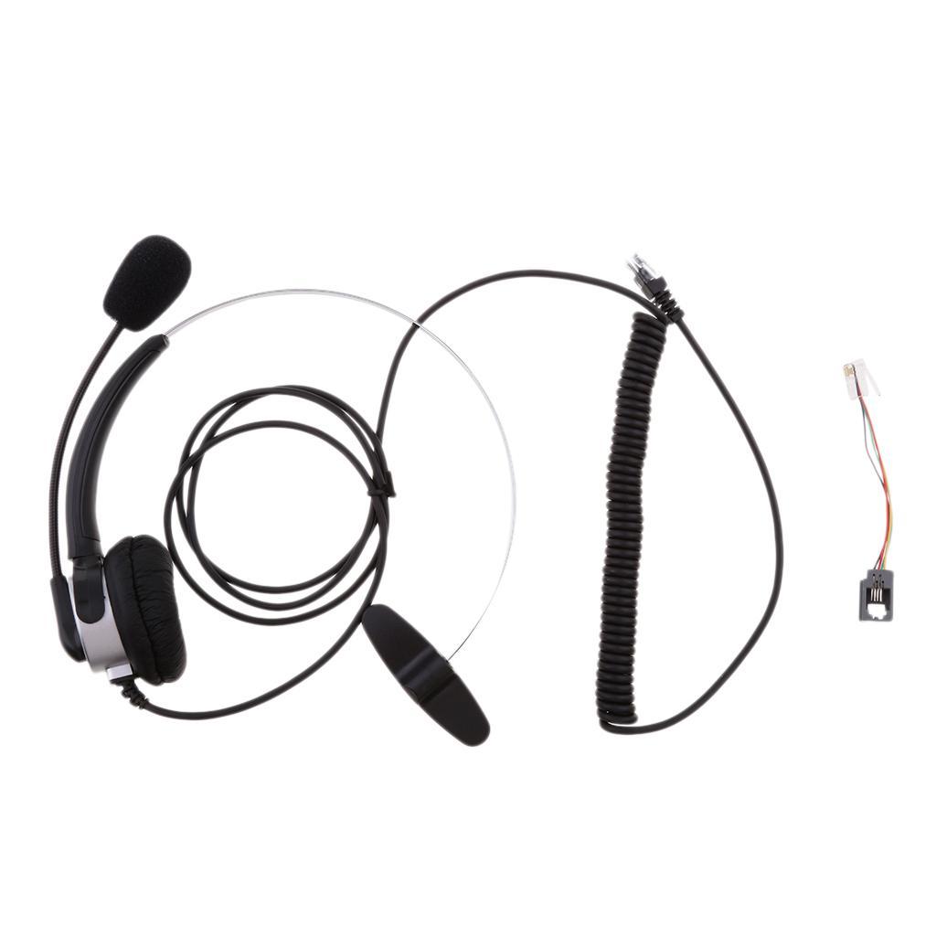 RJ11 Handsfree Call Center Corded Telephone Monaural Headset