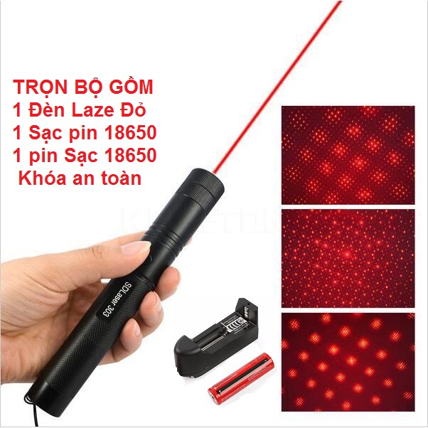 Đèn pin Laser 303 tia đỏ ( Hàng Chính Hãng )
