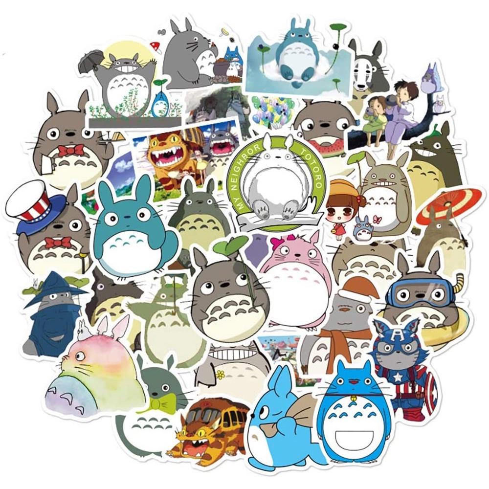 Bộ sticker chống thấm nước trang trí mũ bảo hiểm, laptop chủ đề totoro hoạt hình Ghibli