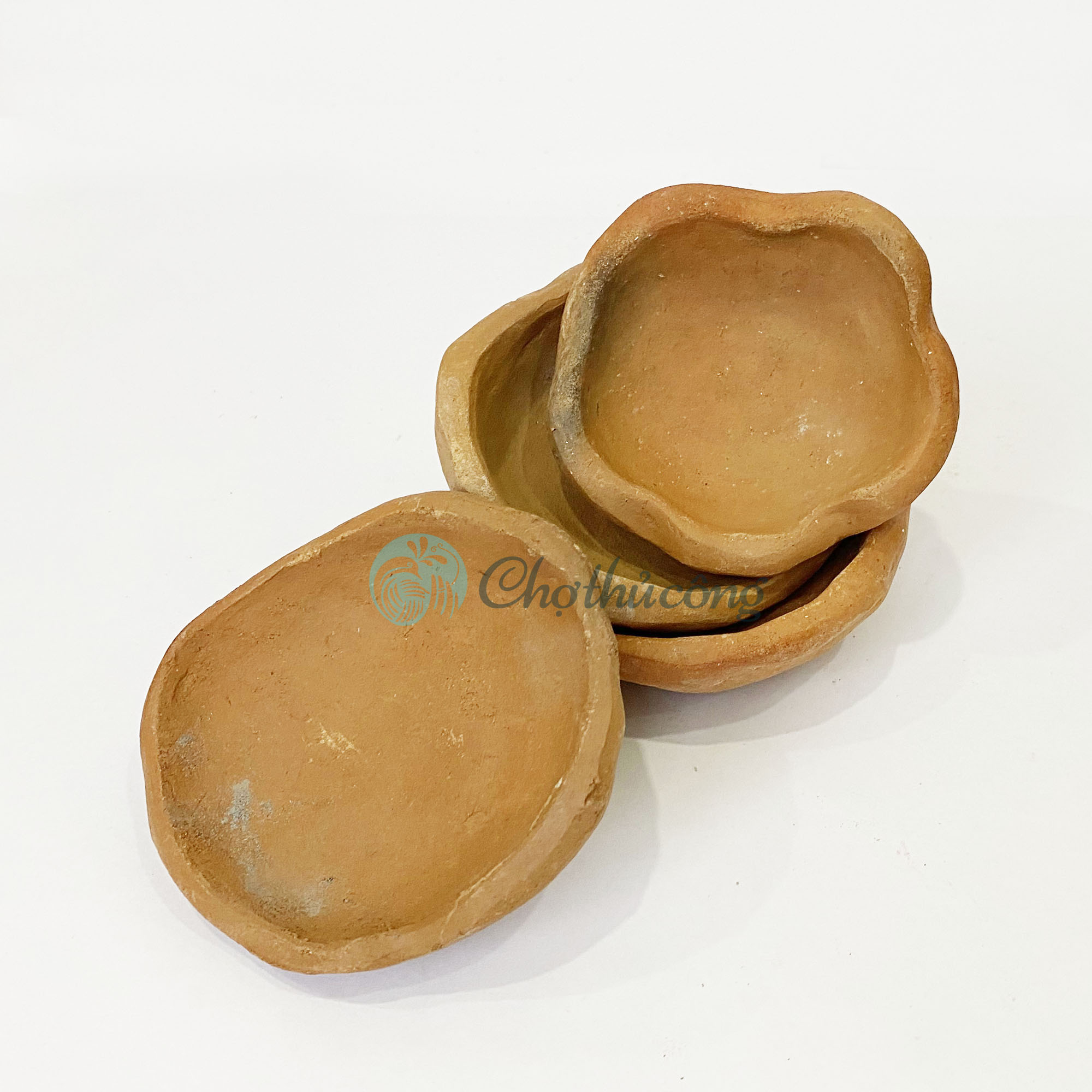 Combo 3 Chén đất nung thủ công Gốm Chăm Bàu Trúc dùng làm đế gác đũa thìa, chén gia vị, kê đũa muỗng vintage