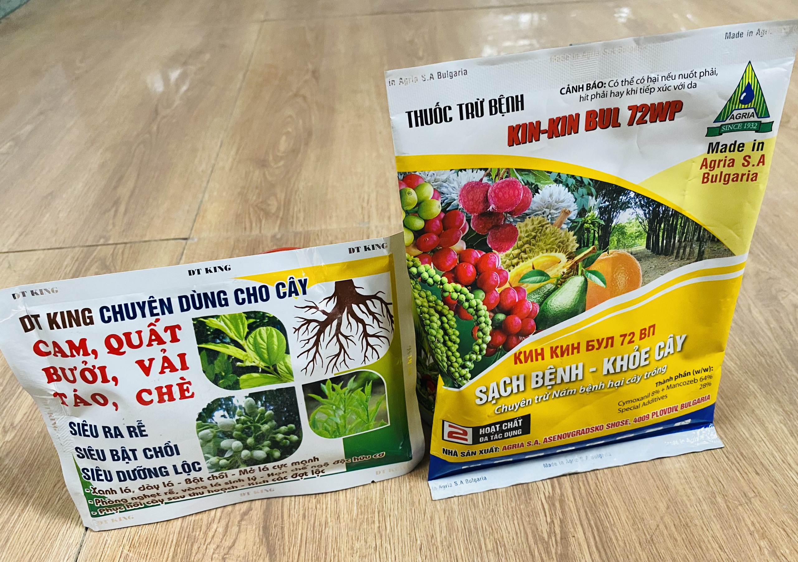 Combo trừ bệnh KinBul 100g và phân bón lá DT-King 100g - Xử lý tất cả bệnh hại - Cây khoẻ mạnh, chống vàng rụng lá, rễ yếu