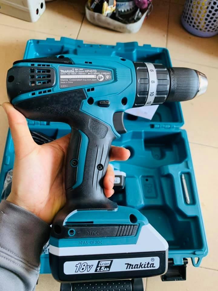 MÁY KHOAN BÚA VẶN VÍT DÙNG PIN 18V MAKITA HP457DWE - HÀNG CHÍNH HÃNG