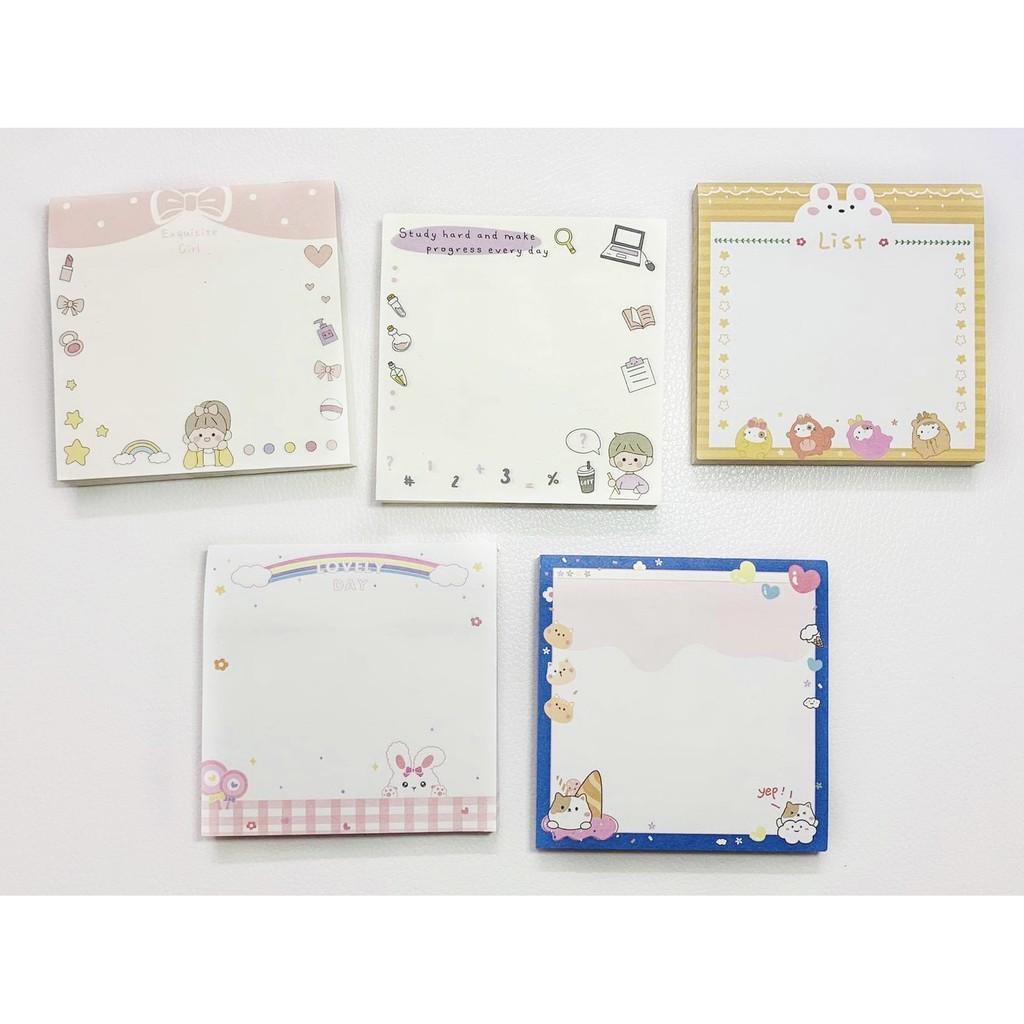 Set 80 Tờ Sticky Note in Hình Dễ Thương - Giấy Note Ghi Chú có Keo Dán