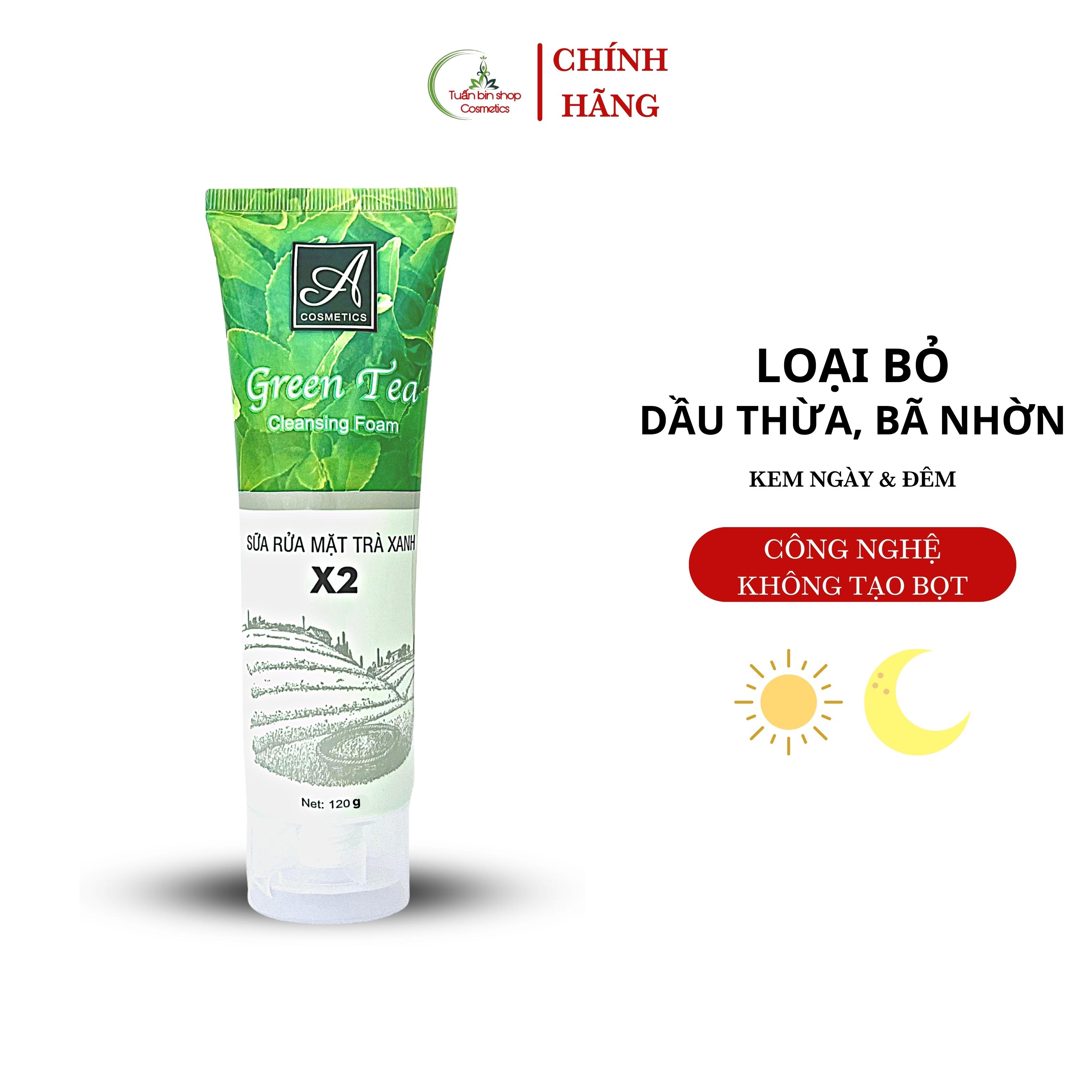 Combo dưỡng trắng da mặt hoàn hảo Acosmetics, kem face pháp, serum dưỡng ẩm, sữa rửa mặt trà xanh x2, detox bọt biển 220g