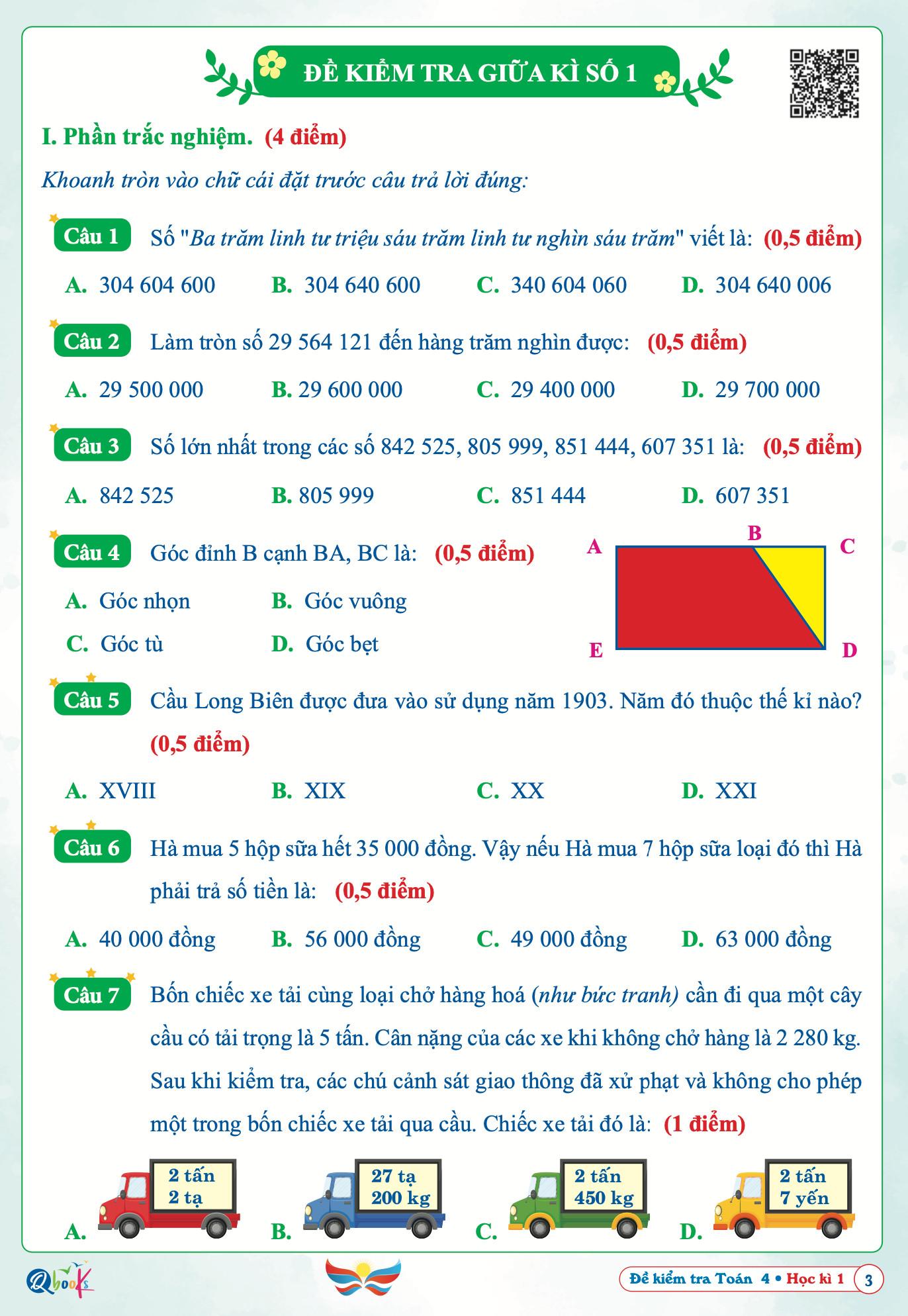 Sách Combo Đề Kiểm Tra Toán - Tiếng Việt Lớp 4 - Học Kì 1 - Cánh Diều - Bản Quyền