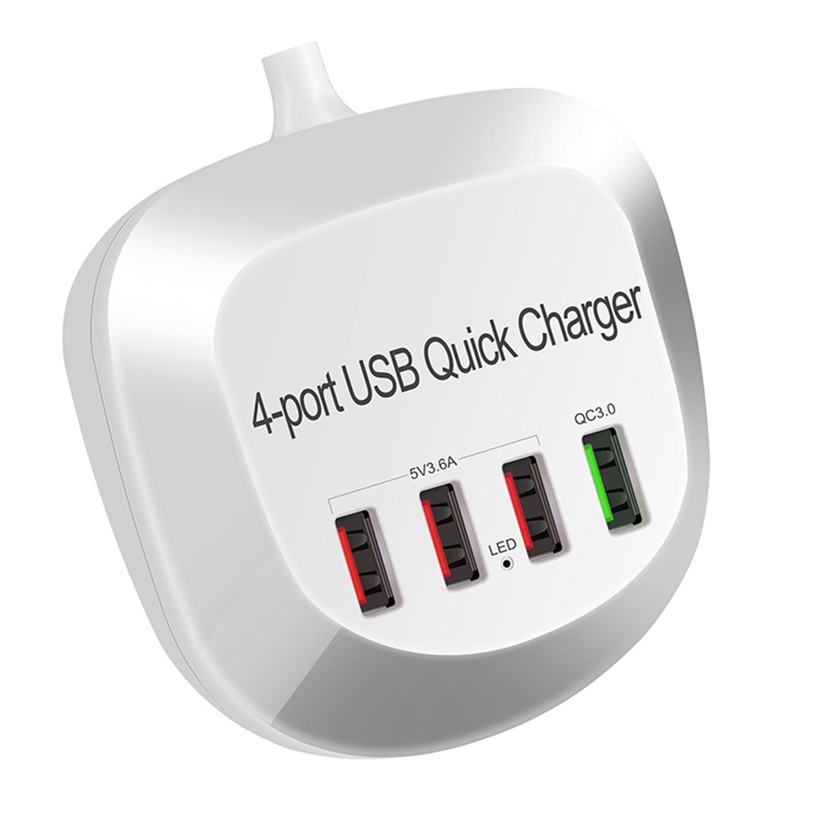 USB Charger Hub with 3.0 4 USB Ports Compact Plug-US