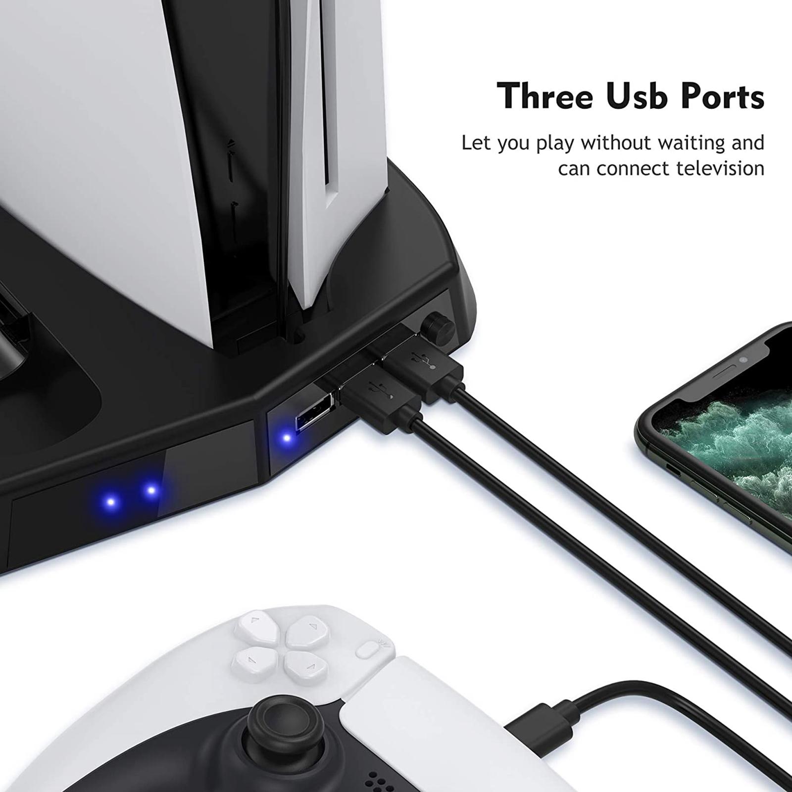 New Vertical Stand with Cooling Fan Controller Charging Dock for PS5 DE/UHD